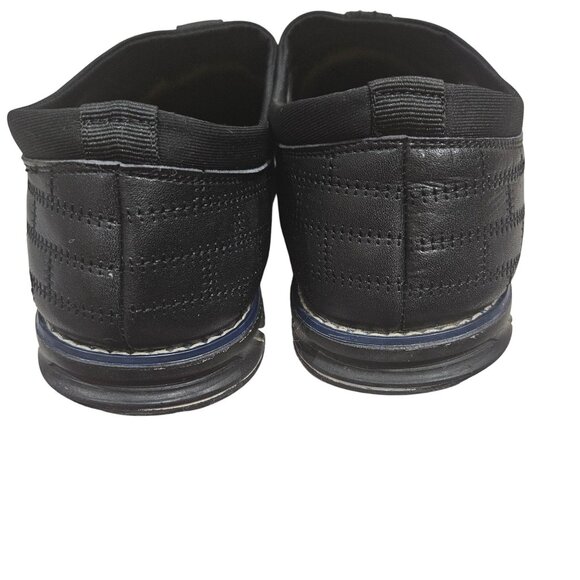 Mens Cosidram Black Slip-On Casual Loafers With Quilted Design & Rubber Soles - Picture 6 of 7